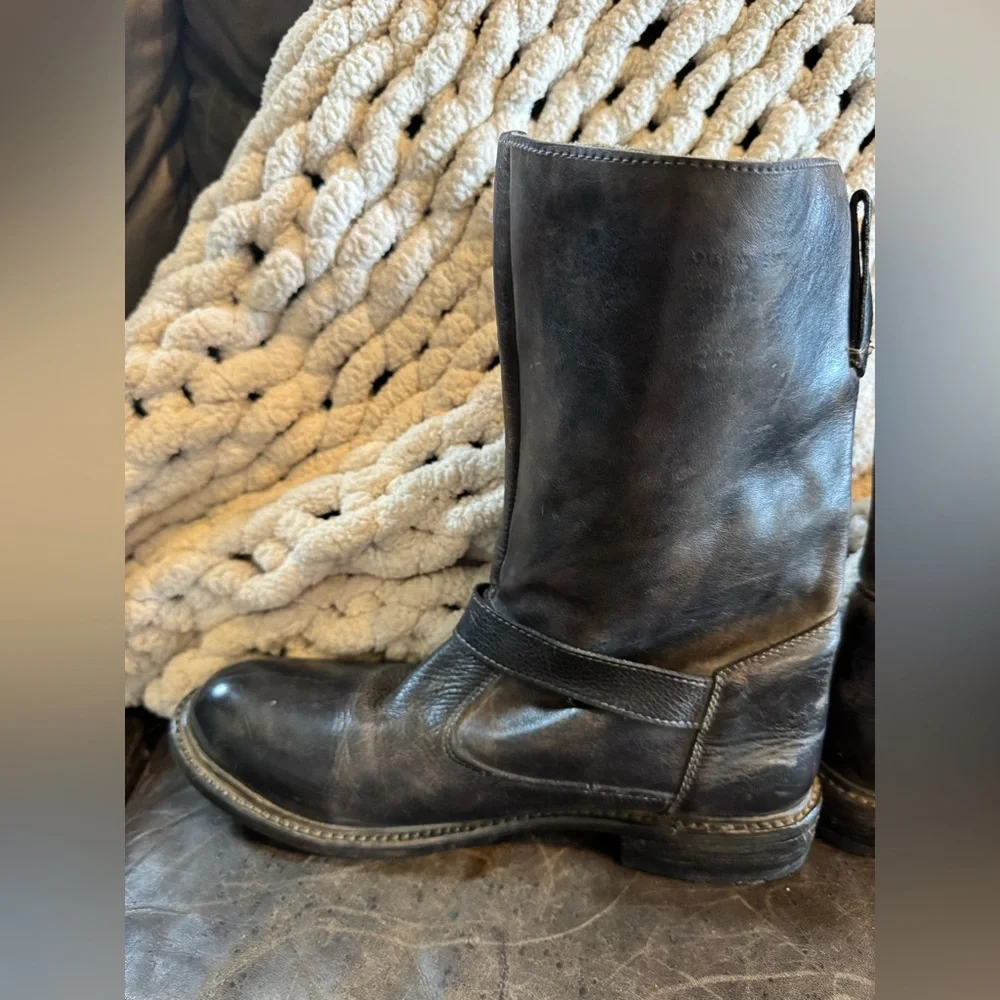 Bed Stu Black Leather Combat Boots - Picture 7 of 12